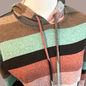 Lavish Colorblock stripe hooded pullover sweatshirt - Size S